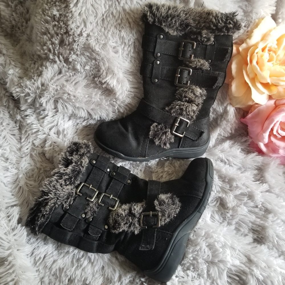 🎄 Little Girls Black Fur Boots